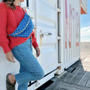 Rose in April - Bauchtasche / Gürteltasche "Greek Blue", Schultertasche