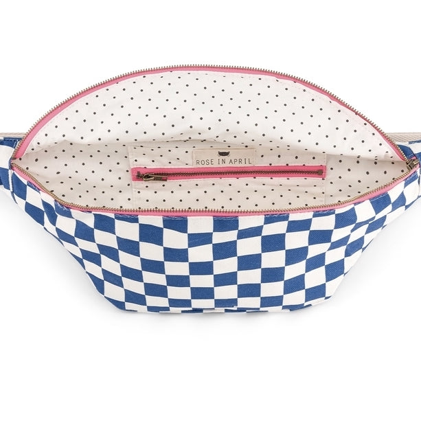 Rose in April - Bauchtasche / Gürteltasche "Check Greek Blue"