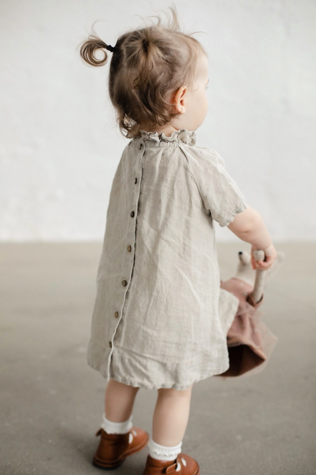 LINEN DRESS LAYLA WITH SHORT SLEEVES