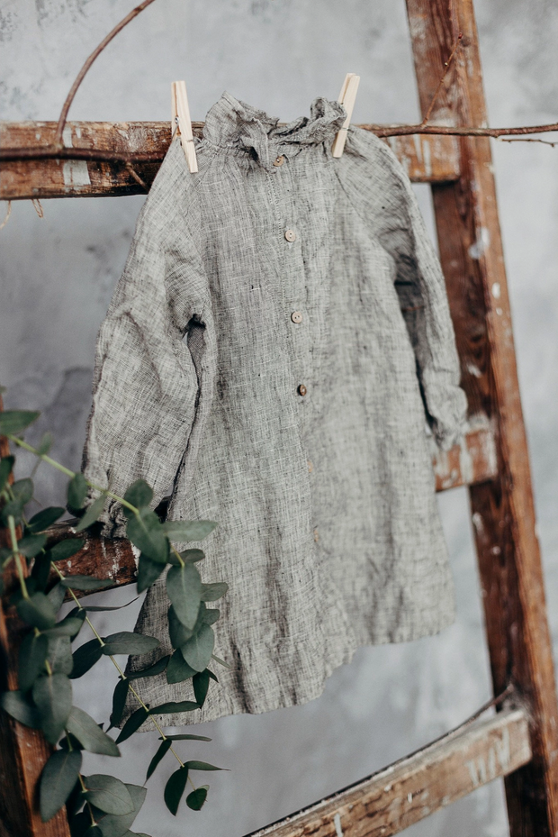 LINEN DRESS LAYLA WITH LONG SLEEVES