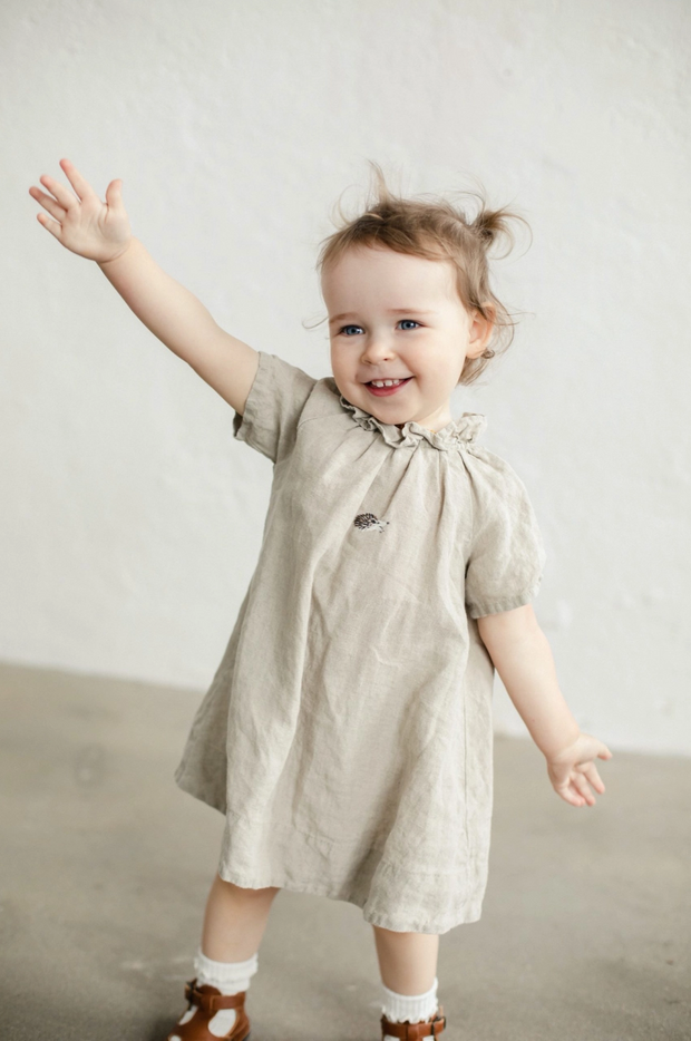 LINEN DRESS LAYLA WITH SHORT SLEEVES