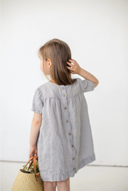 LINEN DRESS LOUISE WITH SHORT SLEEVES