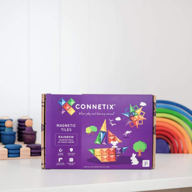 Connetix - Magnetbausteine, Starter Pack Rainbow - 60 Teile