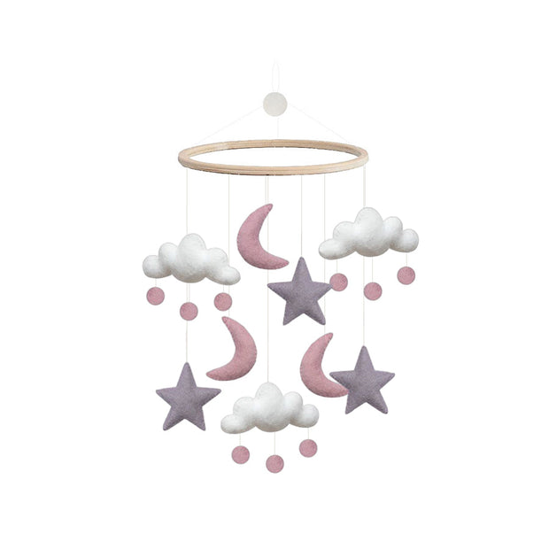Gamcha - Mobile "Sterne / Mond / Wolken, rosa - lila"