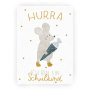 Hej Hanni Postkarte Schulanfang Maus