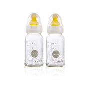 HEVEA - Babyflasche 120 ml, 2er Pack, aus Glas und Naturkautschuk